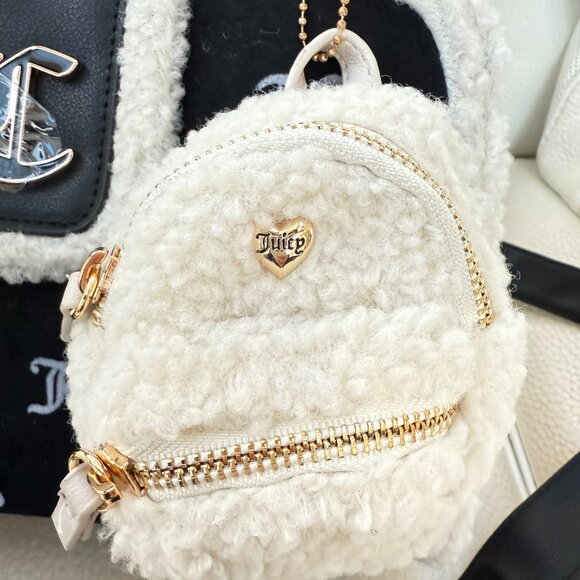 NWT Juicy Couture Snuggle Satchel Sherpa satchel crossbody bag Black & mini bag - Picture 5 of 7